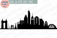 Cincinnati SVG, Ohio City Vector Skyline, silhouette USA city, SVG, JPG, PNG, DWG, CDR, EPS, AI Product Image 1