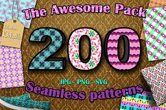The Awesome Pack - 200 Seamless Patterns Digital Papers Product Image 1