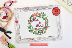 Cross Stitch Beautiful round Mr&amp;Mrs cross stitch pattern PDF Product Image 2