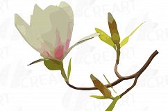 Watercolor Pink Magnolia flower and leaf clip art pack, magnolias clip art. PNG, jpg, svg, vector illustrator &amp; corel files included Product Image 6