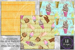 Ice Creams Digital Papers, Summer Seamless Patterns, Dessert Backgrounds Product Image 5