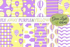 Purple and Yellow Hot Air Balloons Digital Papers Product Image 1