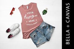 Mauve Bella Canvas 8803 Muscle Top Mockup Tank Top Flat Lay Product Image 1