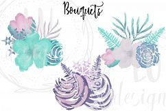 Winter Flowers Clipart, Watercolor Floral Winter Graphics Product Image 5