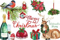Watercolor Christmas digital clip art Product Image 1