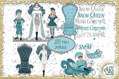 Christmas Snow Queen in Turquoise and Silver 25 PNG images Product Image 2