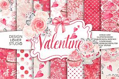 Watercolor Sweet Valentine digital paper pack Product Image 1