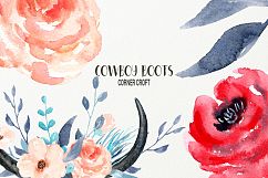 Watercolor Collection Cowboy Boots and Boho Skull Product Image 9