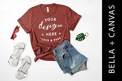 Rust Bella Canvas T Shirt Mockup 3001 Feminine Flat Lay Product Image 1