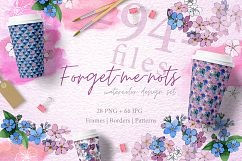 Forget-me-nots flowers PNG watercolor set Product Image 1