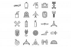 Industry aircraft repair icons set, outline style Product Image 1