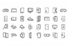 Modern protective glass icons set, outline style Product Image 1