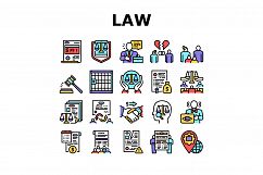 Law Justice Dictionary Collection Icons Set Vector Product Image 1