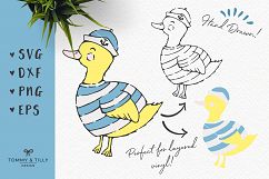 Hand Drawn Sailor Duckling - Clipart &amp; Cut File PNG SVG DXF Product Image 2