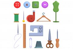 Clothing repair icons set, cartoon style Product Image 1