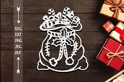 Christmas Santa sack paper machine cut template svg dxf file Product Image 1