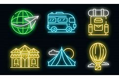 Excursion icons set vector neon Product Image 1