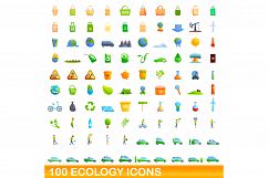 100 ecology icons set, cartoon style Product Image 1