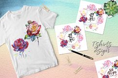 Realistic watercolor red roses PNG set Product Image 8