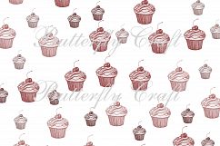 Cupcake Digital Papers, Tea Time Papers, Muffins digital paper, Birthday cake paper, Kitchen paper, Cupcake template, Sugar background Product Image 5
