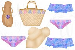 Summer Clipart Set, Beach Girl Graphics, Tropical Illustrations Product Image 4