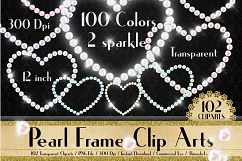 102 Pearl Heart Frame Clip Arts, Heart Frames, Pearl Frames Product Image 1