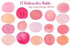 Pink Watercolor Balls, Splatters and Stripes Product Image 4