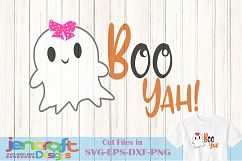 Boo Yah SVG Cute Girl Ghost Halloween Trick or Treat Product Image 1