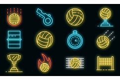 Volleyball icons set vector neon Product Image 1