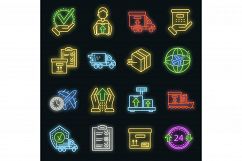 Parcel dellivery icon set vector neon Product Image 1