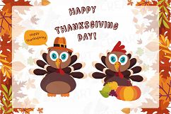 Colorful Thanksgiving Turkey clip art, Happy Thanksgiving Product Image 1