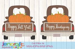 Vintage Fall Pumpkin Red truck SVG Thanksgiving antique old Product Image 1