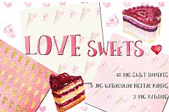 Love sweets. Watercolor clipart Product Image 1