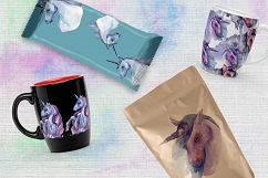Magical purple unicorn PNG watercolor set Product Image 6