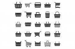 Shop cart supermarket icons set, simple style Product Image 1
