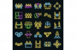 Cohesion icon set vector neon Product Image 1