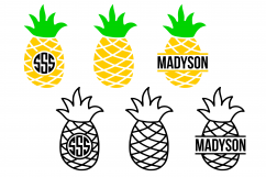 Pineapple heart svg, Pineapple monogram frame svg, pineapple monogram svg, pineapple svg, circle monogram frame, tropical svg, summer svg Product Image 1