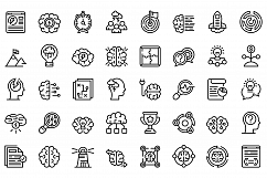 Brainstorming icons set, outline style Product Image 1
