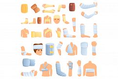 Bandage icons set, cartoon style Product Image 1