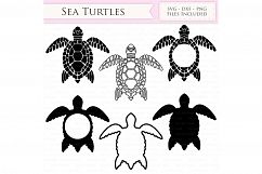 Sea Turtle SVG Files - swimming turtle, sea turtle monogram cut files for Cricut and Silhouette - ocean SVG, dxf, png, jpg files Included Product Image 2