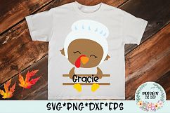 Turkey Pilgrim Girl Split Name Monogram SVG Cut File Product Image 2