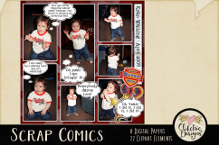 Digital Scrapbook Kit - Scrap Comics Super Hero Clipart Kit Product Image 4
