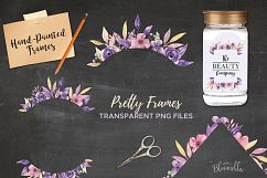 Lilacs Frames Watercolor Clipart Border Flowers Pink Purple Florals Product Image 4