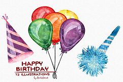 Birthday Watercolor Illustrations Product Image 7