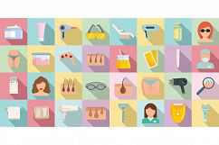 Laser hair removal icons set, flat style Product Image 1