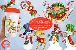 I love Christmas Bundle watercolor cliparts, graphics illustration AMB-1673 Product Image 1