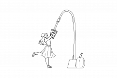 Water Filter Faucet Pouring In Glass Girl Vector Product Image 1