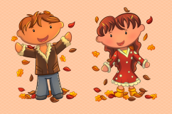 Kids Playing in Fall Leaves Collection Product Image 4