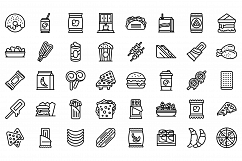 Snack bar icons set, outline style Product Image 1