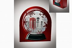 3D Snow Globe Classic Red Telephone Box greetings card Product Image 1